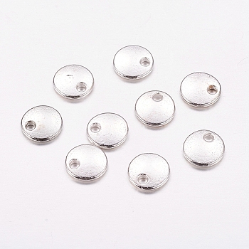 Alloy Pendants, Stamping Blank Tags, Cadmium Free & Nickel Free & Lead Free, Flat Round, Silver Color Plated, 8x1.5mm