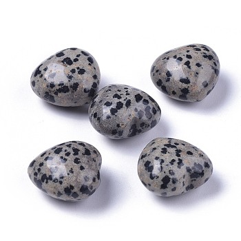 Natural Dalmatian Jasper Heart Love Stone, Pocket Palm Stone for Reiki Balancing, 20x20x13~13.5mm