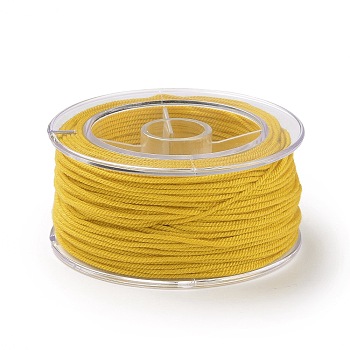 Macrame Cotton Cord, Braided Rope, with Plastic Reel, for Wall Hanging, Crafts, Gift Wrapping, Gold, 1mm, about 30.62 Yards(28m)/Roll