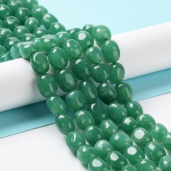 Natural White Jade Beads Strands, Dyed, Nuggets, Tumbled Stone, Medium Aquamarine, 9.5~11.5x8~8.5x7~8mm, Hole: 1mm, about 34~38pcs/strand, 14.76~15.16''(37.5~38.5cm)