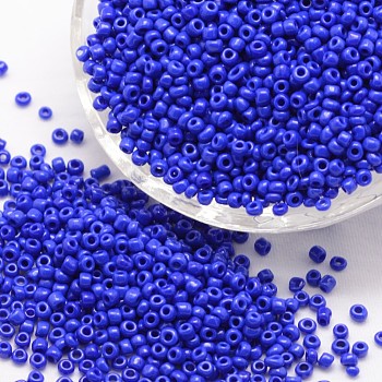 6/0 Glass Seed Beads, Grade A, Round, Opaque Colours, Blue, 3.6~4.0mm, Hole: 1.2mm, about 500pcs/50g