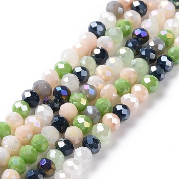 Glass Beads Strands, Faceted, Abacus, Yellow Green, 4x4.5~5mm, Hole: 0.8~1mm, about 120pcs/strand, 16.93''(43cm)