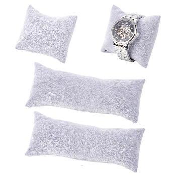 4Pcs 2 Styles Lint Cloth Bracelet Pillow Display, Watch Cushion Display Holder, Mixed Shapes, Light Grey, 7.9~20.5x7.2~8.25x4.7~5.7cm, 2pcs/style