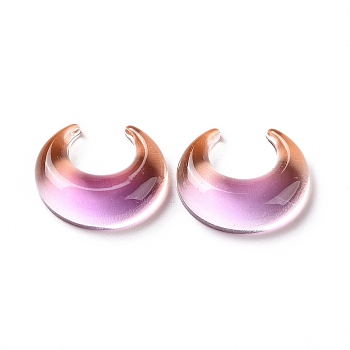 Opaque Acrylic Cabohons, Two Tone, Moon, Dark Violet, 23x19x7mm
