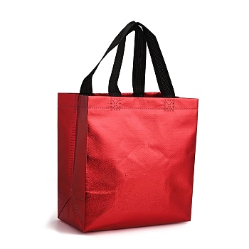 Non-Woven Waterproof Tote Bags, Heavy Duty Storage Reusable Shopping Bags, Rectangle, FireBrick, 28x21.7x0.2cm, Unfolded: 230x217x110mm