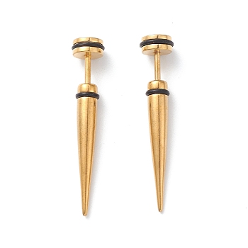 304 Stainless Steel Ear Taper Stretcher with Rubber, Cone Gauge Earrings for Woman Men, Golden, 36.5x6.5mm, Pin: 1.2mm