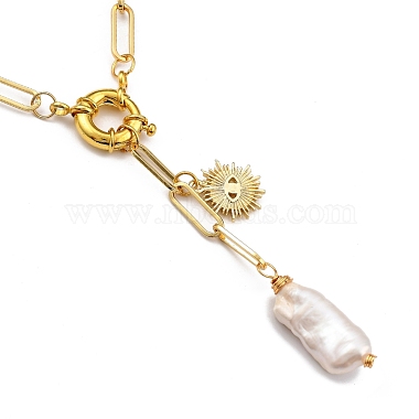 Natural Baroque Pearl Keshi Pearl Lariat Necklaces(NJEW-JN03042-01)-3