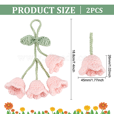 2Pcs Crochet Lily of The Valley Polyester Car Hanging Pendant(HJEW-FG0001-14B)-2