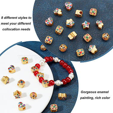 Elite 16Pcs 8 Style Alloy Enamel European Beads(KK-PH0009-14)-4