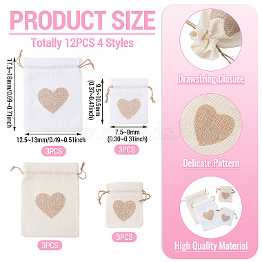 12Pcs 4 Styles Burlap Packing Pouches(ABAG-TA0002-15)-4