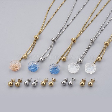 Mixed Color Stainless Steel Stud Earrings & Necklaces