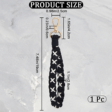 Cotton Handmade Braided Wrist Lanyard Pendant Decorations(KEYC-WH0007-001C)-2