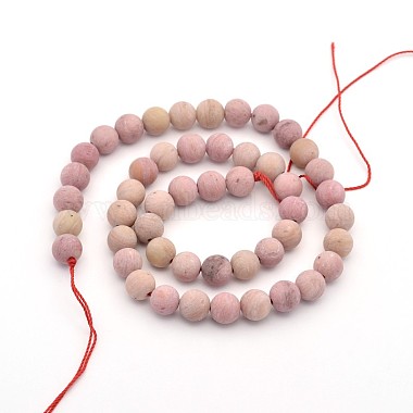Frosted Round Natural Rhodonite Beads Strands(G-E302-105-8mm)-2