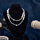 3Pcs Natural Shell & Plastic Pearl Flower & Glass Beaded Necklaces and Stretch Bracelet Set(SJEW-SW00010-04)-3