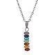 Natural & Synthetic Mixed Gemstone Disc Pendant Necklaces(NJEW-JN04623-01)-1