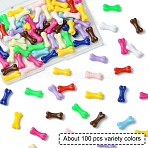 100Pcs UV Plating Acrylic Beads, Iridescent, Bone, Mixed Color, 19.5x8.5x7mm, Hole: 2.5mm(PACR-YW0001-22)