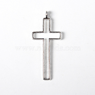 Tibetan Style Alloy Hollow Cross Pendants, Lead Free and Cadmium Free, Antique Silver, 39x16x1.5mm, Hole: 1mm(EAA353Y)