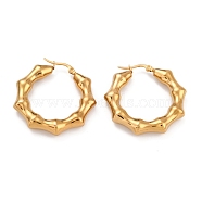 Ion Plating(IP) 304 Stainless Steel Hoop Earrings, Hypoallergenic Earrings, Bamboo Stick, Real 24K Gold Plated, 37x7mm, Pin: 1mm(X-EJEW-O096-42G)
