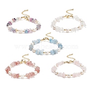5Pcs 5 Style Natural Mixed Gemstone Chips & Pearl Beaded Bracelets Set for Women, 7-1/4 inch(18.5cm), 1Pc/style(BJEW-JB08778)