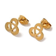 Vacuum Plating 304 Stainless Steel Stud Earrings, Trinity Knot, Golden, 8.5x9mm(EJEW-Z040-05G)
