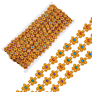 Plastic Beaded Trim Garland Strand, for Decorating Garment Accessories, Flower, Goldenrod, 1/2 inch(13.5mm), about 9.84 Yards(9m)/Strand(FIND-WH0056-89)