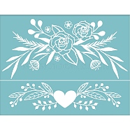 Self-Adhesive Silk Screen Printing Stencil, for Painting on Wood, DIY Decoration T-Shirt Fabric, Flower with Heart, Sky Blue, 22x28cm(DIY-WH0173-038)