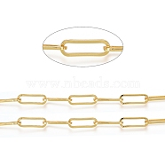 Soldered Brass Paperclip Chains, Flat Oval, Drawn Elongated Cable Chains, Long-Lasting Plated, Real 18K Gold Plated, 15x5x1mm(CHC-D025-01G)