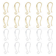 16 Pairs 2 Colors Brass Earring Hooks, Ear Wire, with Horizontal Loops, Long-Lasting Plated, Golden & Silver, 21x9x1.5mm, Hole: 2mm, Pin: 0.7x0.8mm, 8 Pairs/color(KK-FH0005-54)