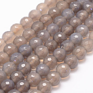 Natural Agate Bead Strands, Round, Faceted, 8mm, Hole: 1mm, about 47~48pcs/strand, 14.5 inch(X-G-K155-D-8mm-F01)