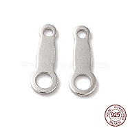 925 Sterling Silver Links, Chain Tabs, with 925 Stamp, Platinum, 8x3x0.4mm, Hole: 0.8&1.6mm(STER-D006-09P)