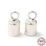 925 Sterling Silver Cord Ends, End Caps, Column, Silver, 8x4mm, Hole: 1.8mm, Inner Diameter: 3.5mm(STER-P055-02C-S)
