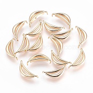 Brass Findings, Nickel Free, Banana, Real 18K Gold Plated, 16.5x7x2mm, Pin: 1mm(KK-F755-33G-NF)