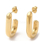 Ion Plating(IP) 304 Stainless Steel Oval Stud Earrings, Half Hoop Earrings, Real 14K Gold Plated, 19.5x5.5mm(EJEW-Z022-26G)
