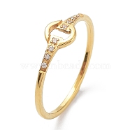 Ion Plating(IP) 304 Stainless Steel Ring Shape Finger Ring with Cubic Zirconia, Golden, Inner Diameter: 17.2mm(RJEW-K244-10G)