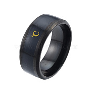 201 Stainless Steel Temperature Plain Band Finger Ring for Women, Electrophoresis Black, Inner Diameter: 17mm(RJEW-N043-10E)