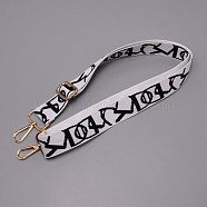 Polyester Word Pattern Bag Straps, with Alloy Swivel Clasps, Bag Replacement Accessories, White, 72.8~130.2x3.8x0.15cm(FIND-WH0001-26A)