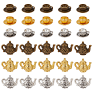 60Pcs 6 Style Alloy Small Handmade Charms Pendants, Cup & Kettle, Mixed Color, 13~14x14~16x7x8mm, Hole: 2mm, 10pcs/ctyle(FIND-CA0005-01)