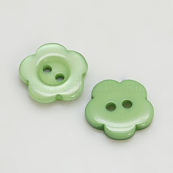 Resin Buttons, Dyed, Flower, Dark Sea Green, 11x2.4mm, Hole: 1.6~1.8mm, about 1000pcs/bag(RESI-D031-11mm-08)
