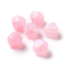 Opaque Acrylic Beads, Glitter Beads, Twist Round, Pearl Pink, 15.5x14.5x15.5mm, Hole: 1.8mm, about 230pcs/500g(OACR-E014-16C)