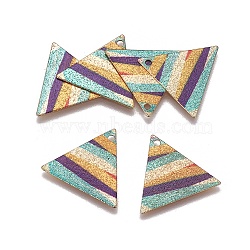 Printed Iron Pendants, Triangle, Light Gold, Colorful, 19.5x22x0.5mm, Hole: 1.6mm(X-IFIN-L028-D04)