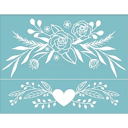 Self-Adhesive Silk Screen Printing Stencil, for Painting on Wood, DIY Decoration T-Shirt Fabric, Flower with Heart, Sky Blue, 22x28cm(DIY-WH0173-038)