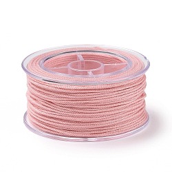 Macrame Cotton Cord, Braided Rope, with Plastic Reel, for Wall Hanging, Crafts, Gift Wrapping, Pink, 1mm, about 30.62 Yards(28m)/Roll(OCOR-H110-01A-16)