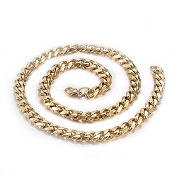 Men's 304 Stainless Steel Faceted Curb Chain Necklaces, with Lobster Claw Clasps, Golden, 23.6 inch(60cm), 10x4mm(NJEW-I205-21G)