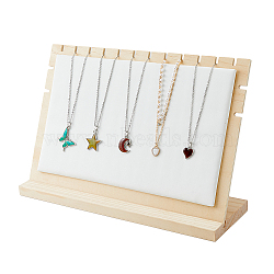 PU Leather Necklace Display Stands with Wooden Base, Multiple Necklace Organizer Holder, Rectangle, Blanched Almond, 33.1x10.2x21.5cm(NDIS-WH0011-04)