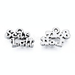 Tibetan Style Alloy Charms, Cadmium Free & Lead Free, Word with Scarlett, Antique Silver, 10x15x2mm, Hole: 1.2mm, about 1200pcs/1000g(TIBEP-N012-05)