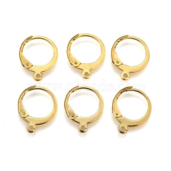 304 Stainless Steel Leverback Earring Findings, with Loop, Ring, Real 24K Gold Plated, 14.5x12x2mm, Hole: 1.2mm, Pin: 1x0.8mm(X-STAS-P210-30G)