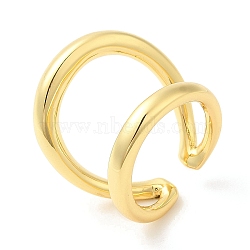 Rack Plating Brass Double Line Open Cuff Ring for Women, Lead Free & Cadmium Free, Real 18K Gold Plated, US Size 6 1/4(16.7mm)(RJEW-A016-05G)