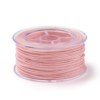 Macrame Cotton Cord, Braided Rope, with Plastic Reel, for Wall Hanging, Crafts, Gift Wrapping, Pink, 1mm, about 30.62 Yards(28m)/Roll