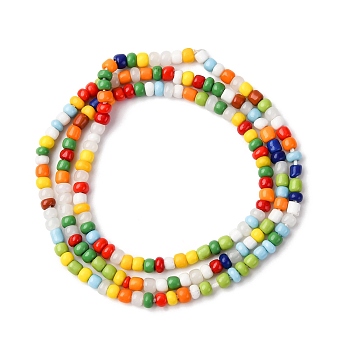 Handmade Lampwork Beads Strands, Column, Mixed Color, 3~5.5x2~4mm, Hole: 0.8mm, about 182~184pcs/strand, 23.22 inch(59cm)