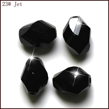 Imitation Austrian Crystal Beads, Grade AAA, Faceted, Bicone, Black, 10x13mm, Hole: 0.9~1mm